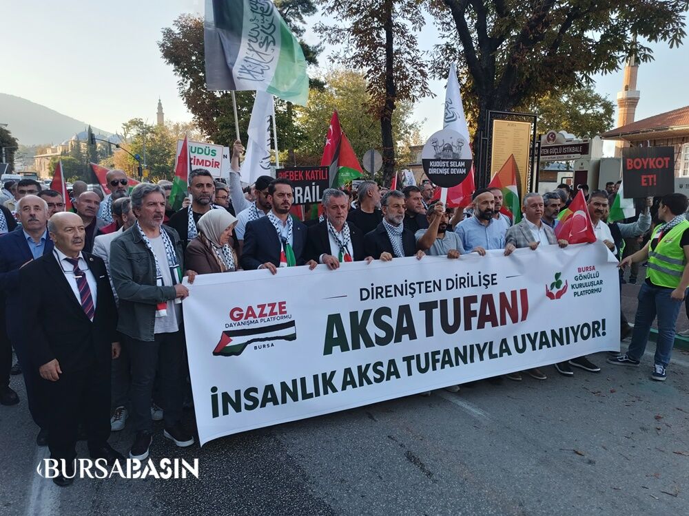 Bursa’da Filistin’e destek yürüyüşünde dayanışma mesajı
