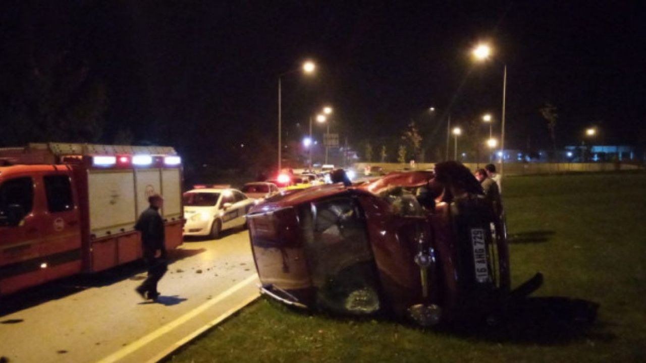 Bursa'da Kontrolden Çıkarak Takla Atan Aracın Şoförü Yaralandı!