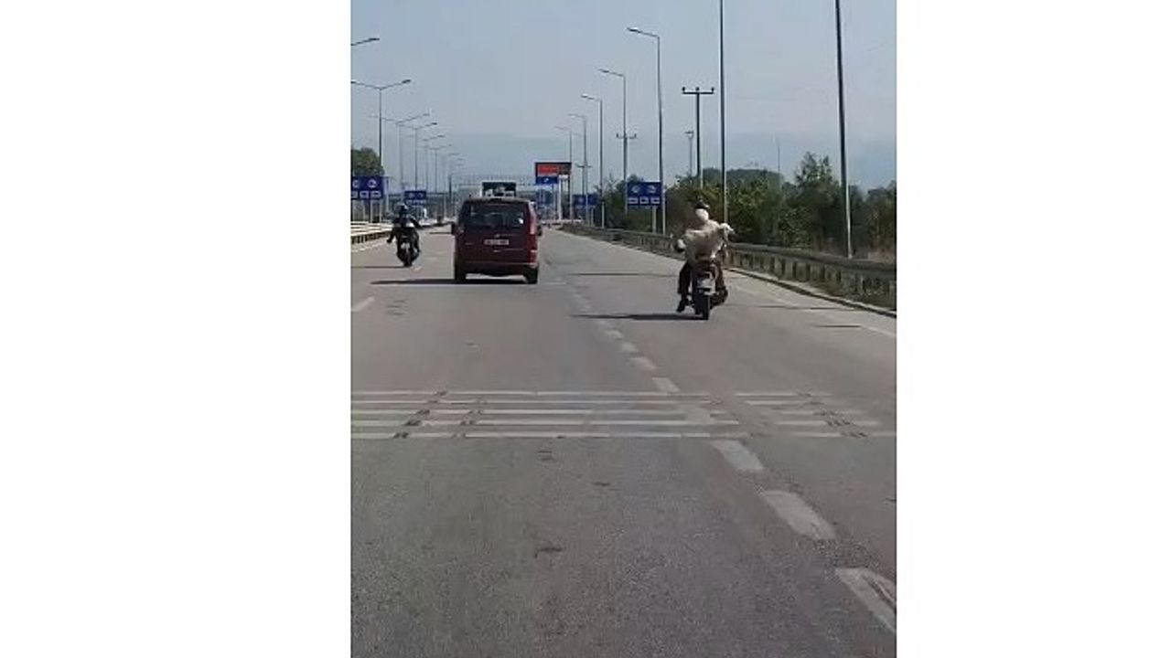 Bursa’da köpeğini motosiklet arkasına bırakan sürücünün  tehlikeli yolculuğu kameraya yansıdı