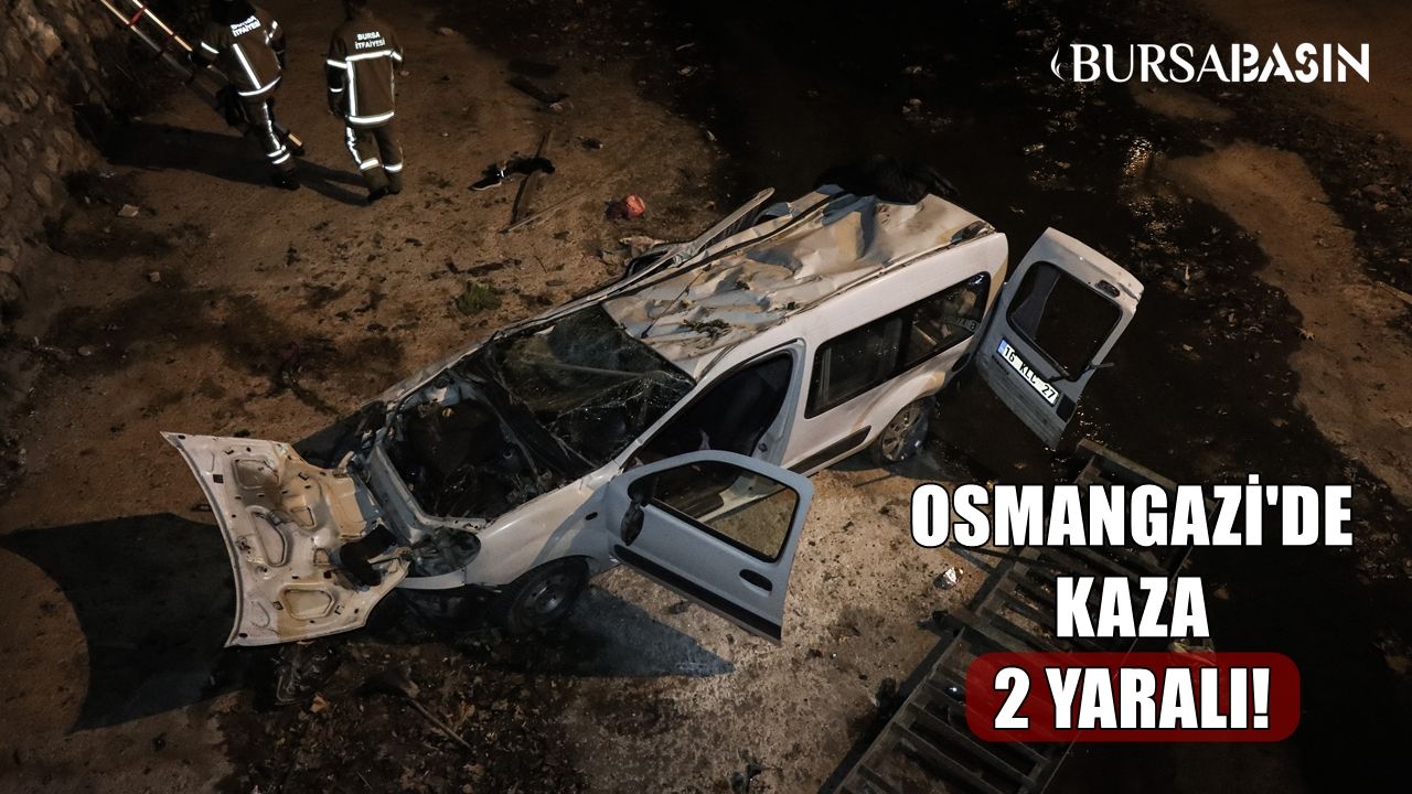 Osmangazi'de dereye devrilen araçta 2 kişi yaralandı