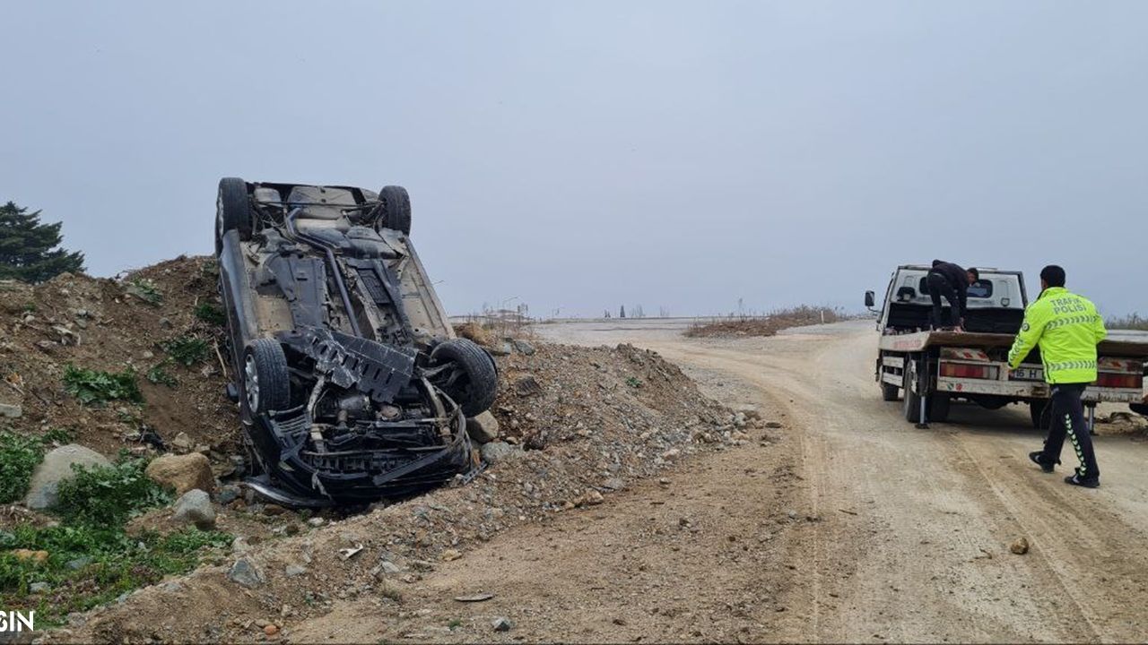 Bursa İznik'te kontrolden çıkaran aracın sürücüsü yaralandı
