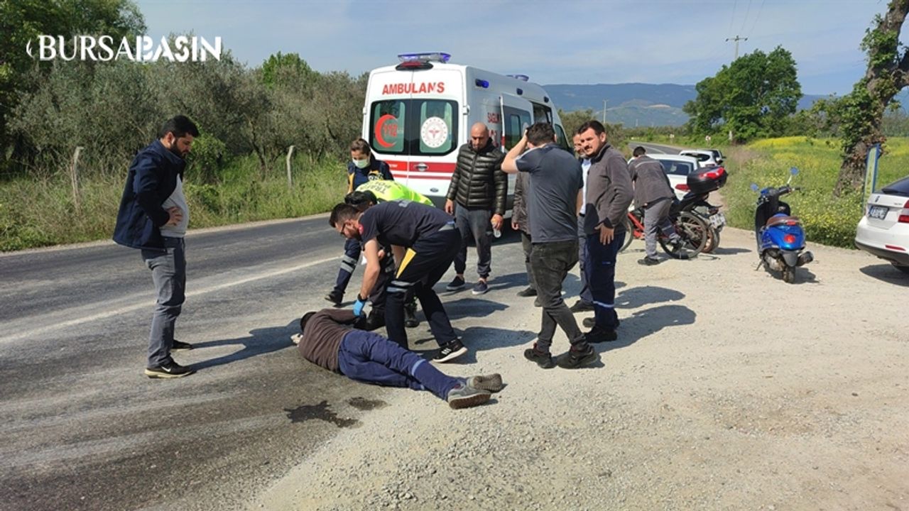 Orhangazi'de otomobile çarpan motosiklet sürücüsü yaralandı