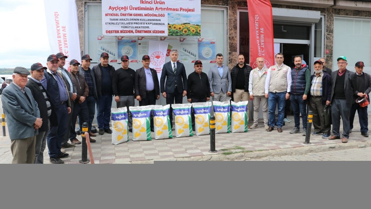 Edirne'de ikinci ürün yetiştirecek çiftçilere ayçiçeği tohumu dağıtıldı
