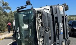 Balıkesir'de devrilen beton mikserinin sürücüsü öldü