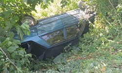 Karapürçek'te ağaçlık alana devrilen otomobilin sürücüsü yaralandı
