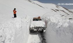 Van-Bahçesaray Kara Yolu Karabet Geçidi'nde Kar Kalınlığı Artıyor