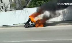 Trafik Polisi Motosiklet Yangınına İlk Müdahaleyi Yaptı