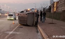 İnegöl’de Trafik Kazası: Hafif Ticari Araç Otomobile Çarpıp Devrildi