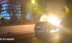 Bursa Mudanya Yolu'nda Otomobil Alev Alev Yandı
