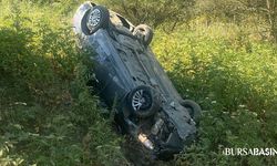 İnegöl’de otomobil şarampole yuvarlandı: 1 yaralı