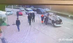 İnegöl’de Otomobil Takla Atıp Refüje Çarparak Durdu