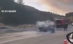 Orhaneli’nde seyir halindeki otomobil alevlere teslim oldu