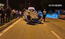 İnegöl’de otomobil takla attı: 2 yaralı