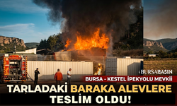 Bursa'da Korkutan Yangın: Benzinliğin Yanındaki Baraka Alev Alev!