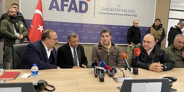 Barzani, depremden etkilenen Gaziantep'i ziyaret etti