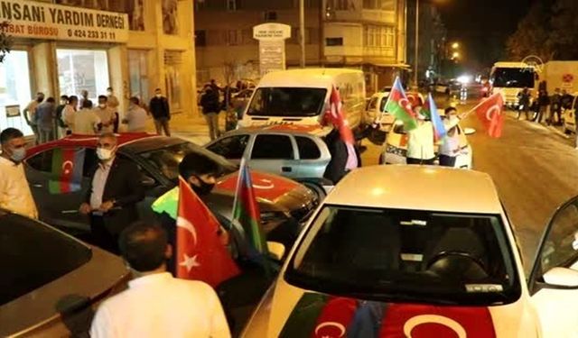Bursa'da Azerbaycan'a Destek Konvoyu Oluşturuldu