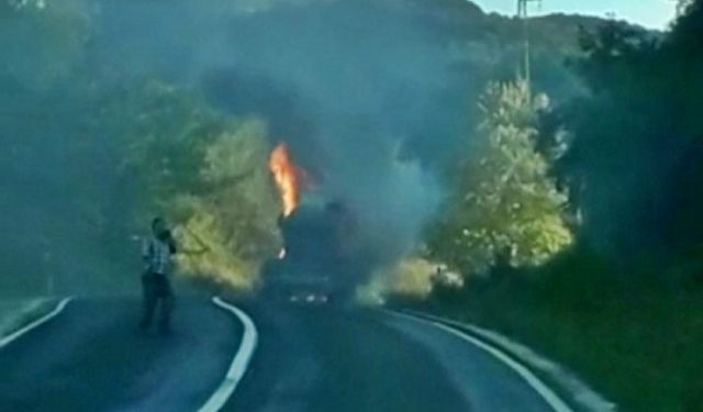 İnegöl'de sülfürik asit yüklü tanker alev aldı!