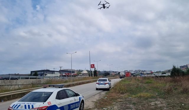 Bursa'da DRON destekli trafik denetimi gerçekleştirildi