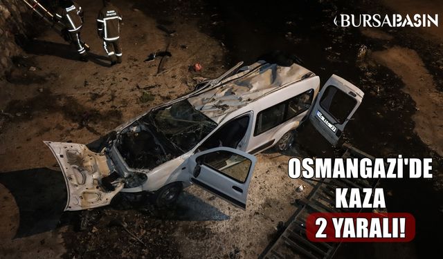 Osmangazi'de dereye devrilen araçta 2 kişi yaralandı