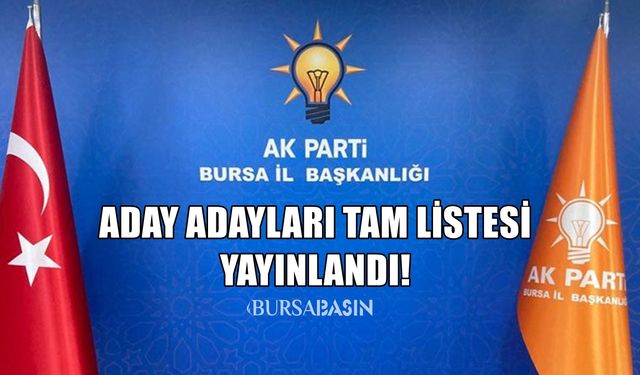 AK Parti Bursa Milletvekili aday adaylarının tam listesi yayınladı!