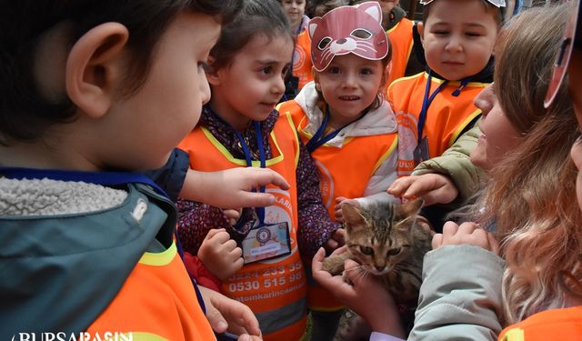 Osmangazi'de anaokulu öğrencileri Sahipsiz Hayvanları ziyaret etti