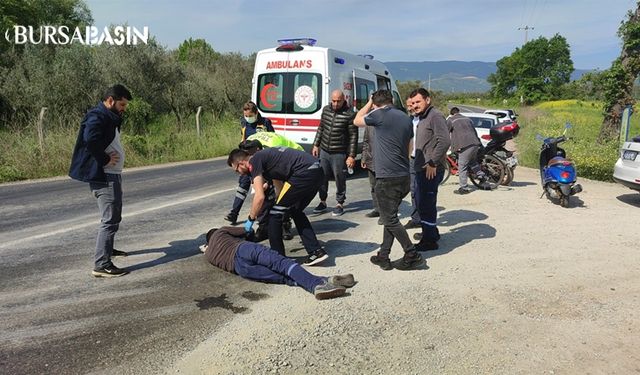 Orhangazi'de otomobile çarpan motosiklet sürücüsü yaralandı