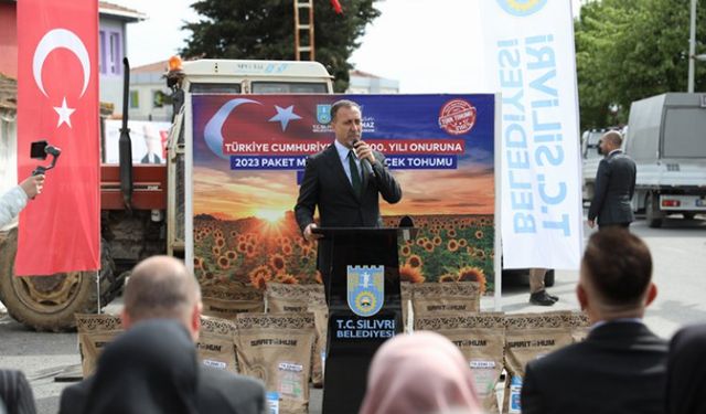 Silivri'den üreticilere ayçiçek tohumu desteği