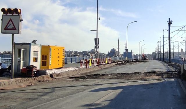 Galata Köprüsü'ndeki güçlendirme çalışmasının ilk etabı tamamlandı