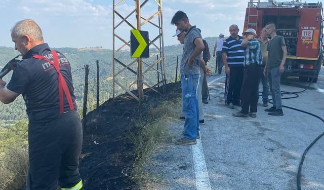 Harmancık ve Orhaneli'de buğday tarlası ile otluk alanda çıkan yangınlar söndürüldü