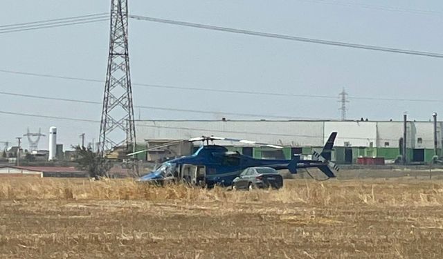 Tekirdağ'da helikopter tarlaya zorunlu iniş yaptı