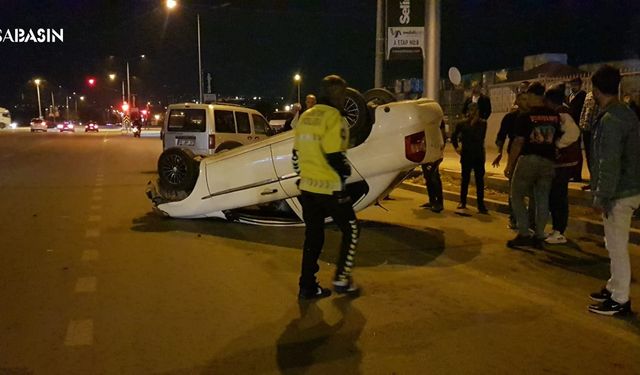 İnegöl'de otomobil devrildi 2 kişiden biri yaralandı