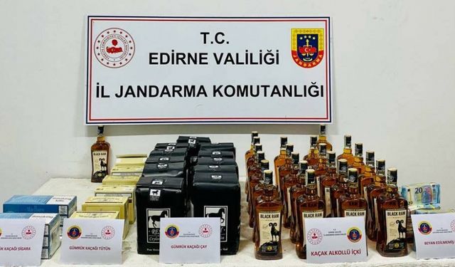 Edirne'de bir otobüste gümrüğe beyan edilmemiş 48 bin avro ile kaçak içki ve tütün ele geçirildi