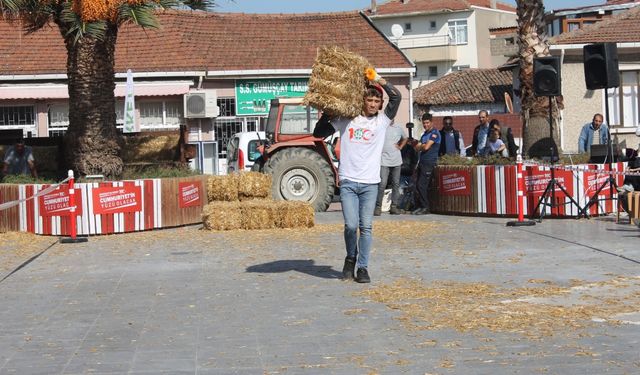 Çanakkale'de balya taşıma ve halat çekme yarışması düzenlendi