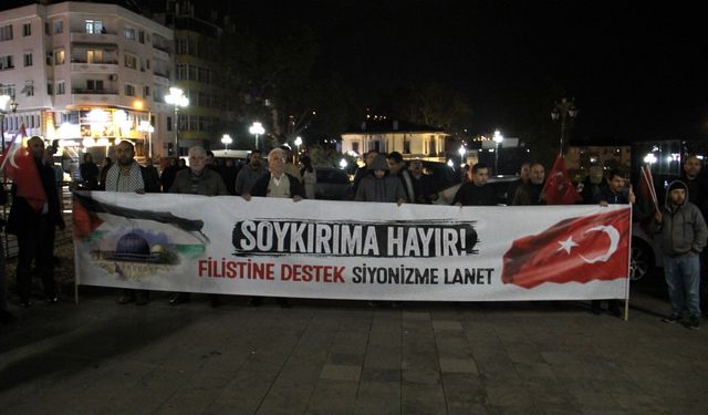 İsrail'in Gazze'deki hastane saldırısı Trakya'da protesto edildi