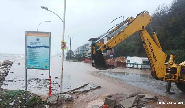 Bursa İlçelerinde Şiddetli Yağış: Deniz Taştı, Sokaklarda Su Sorunu