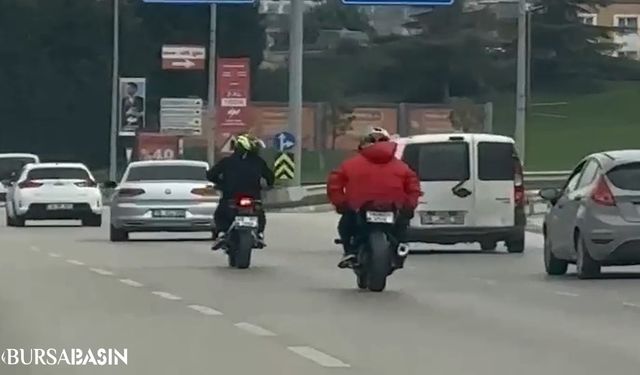 Bursa'da Motosikletli Gençlerin Trafikteki Tehlikeli Anları