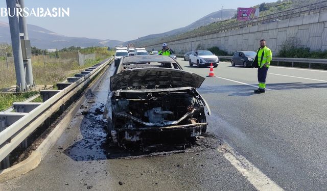 Gebze-Orhangazi-İzmir Otoyolu'nda Araç Alev Aldı