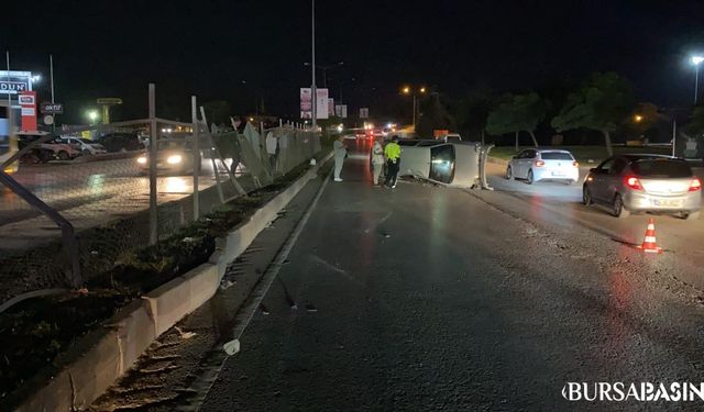 İnegöl'de Otomobil Takla Attı: Sürücü ve Eşi Yaralandı