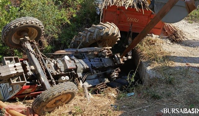 İznik'te Traktör Sulama Kanalına Devrildi, Sürücü Hayatını Kaybetti