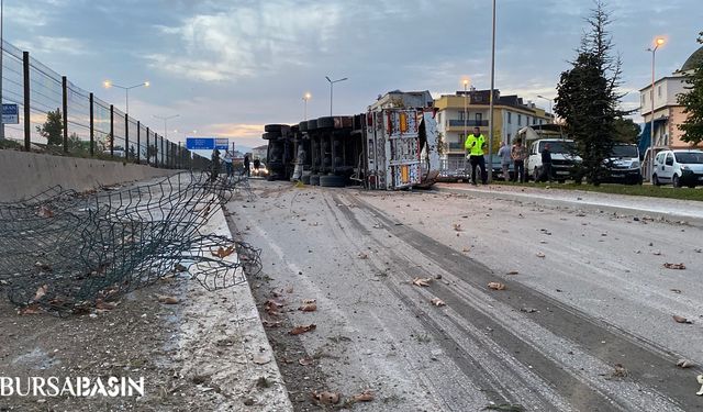 İnegöl'de Kontrolden Çıkan TIR Devrildi: Sürücü Yaralandı