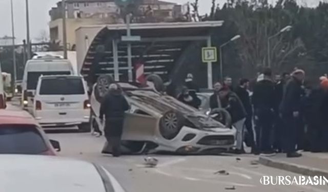 Bursa’da Takla Atan Otomobilde Mucizevi Kurtuluş