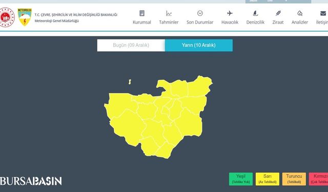 Meteoroloji'den Bursa'ya Sağanak Yağış Uyarısı