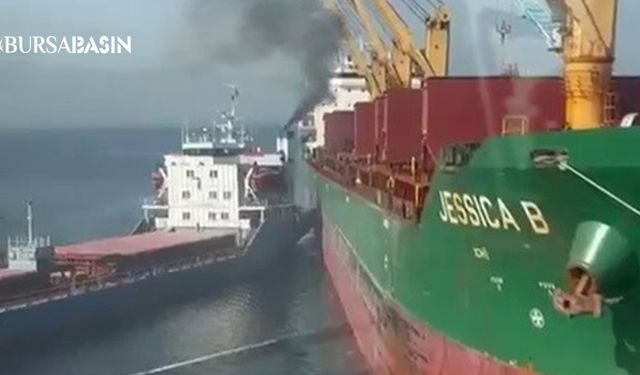 Gemlik’te Bir Gemi Başka Bir Gemiye Çarpıp Yoluna Devam Etti