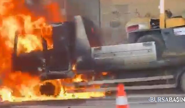 Nilüfer’de Forklift Yüklü Kamyon Alev Alev Yandı