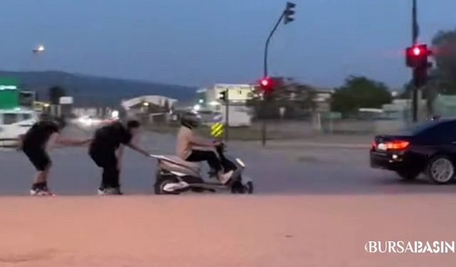 İnegöl'de Patenli Gençlerden Tehlikeli Yolculuk