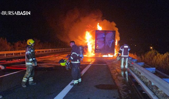Gebze-Orhangazi Otoyolunda Kamyon Alev Topuna Döndü