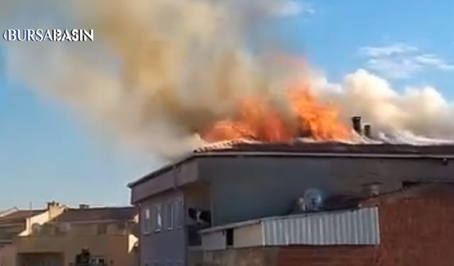 İnegöl’de 5 Katlı Apartmanın Çatısında Korkutan Yangın