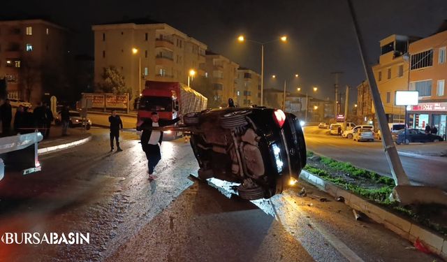 İnegöl’de Takla Atan Otomobilde 3 Kişi Yaralandı