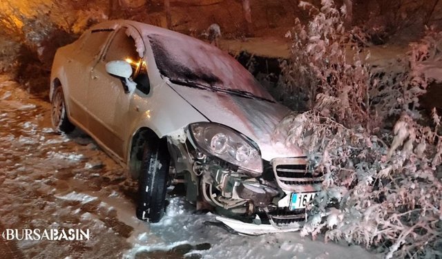 İnegöl’de karlı yolda zincirleme kaza: 7 yaralı