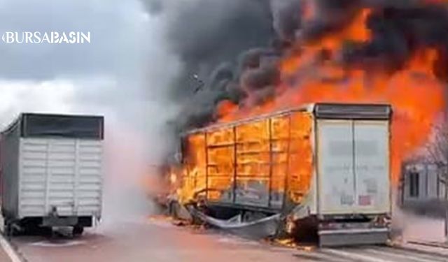 İnegöl’de Park Halindeki Tır Alevlere Teslim Oldu